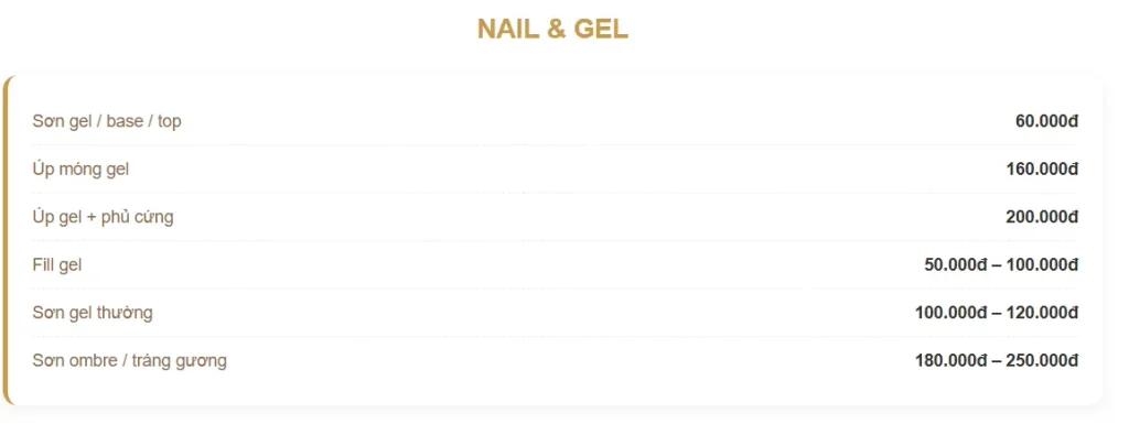 Spa Đà Nẵng Tại Ngũ Hành Sơn - Địa Chỉ Spa Chăm Sóc Sắc Đẹp & Thư Giãn Uy Tín 14 Bảng giá nail và sơn gel cạnh tranh
