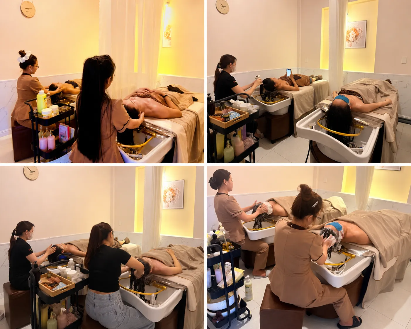 Gội đầu dưỡng sinh kết hợp chăm sóc tóc và thư giãn tại Rose 01 Spa