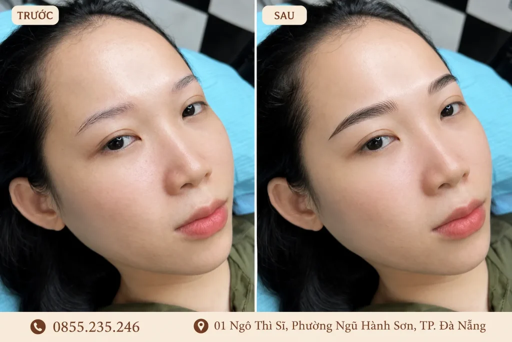 PHUN MÀY & MÍ Đà Nẵng 22 Kết quả phun mày tự nhiên, hài hòa và tiết kiệm thời gian trang điểm.