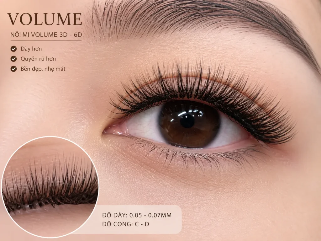 Nối mi Volume giúp đôi mắt to và cuốn hút hơn.