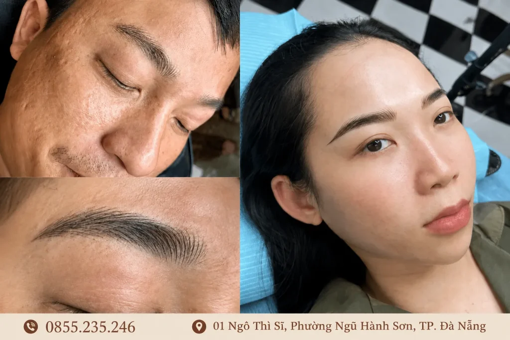 PHUN MÀY & MÍ Đà Nẵng 18 Phun mày giúp khắc phục chân mày thưa, mí nhạt, mang lại gương mặt hài hòa và tự nhiên.