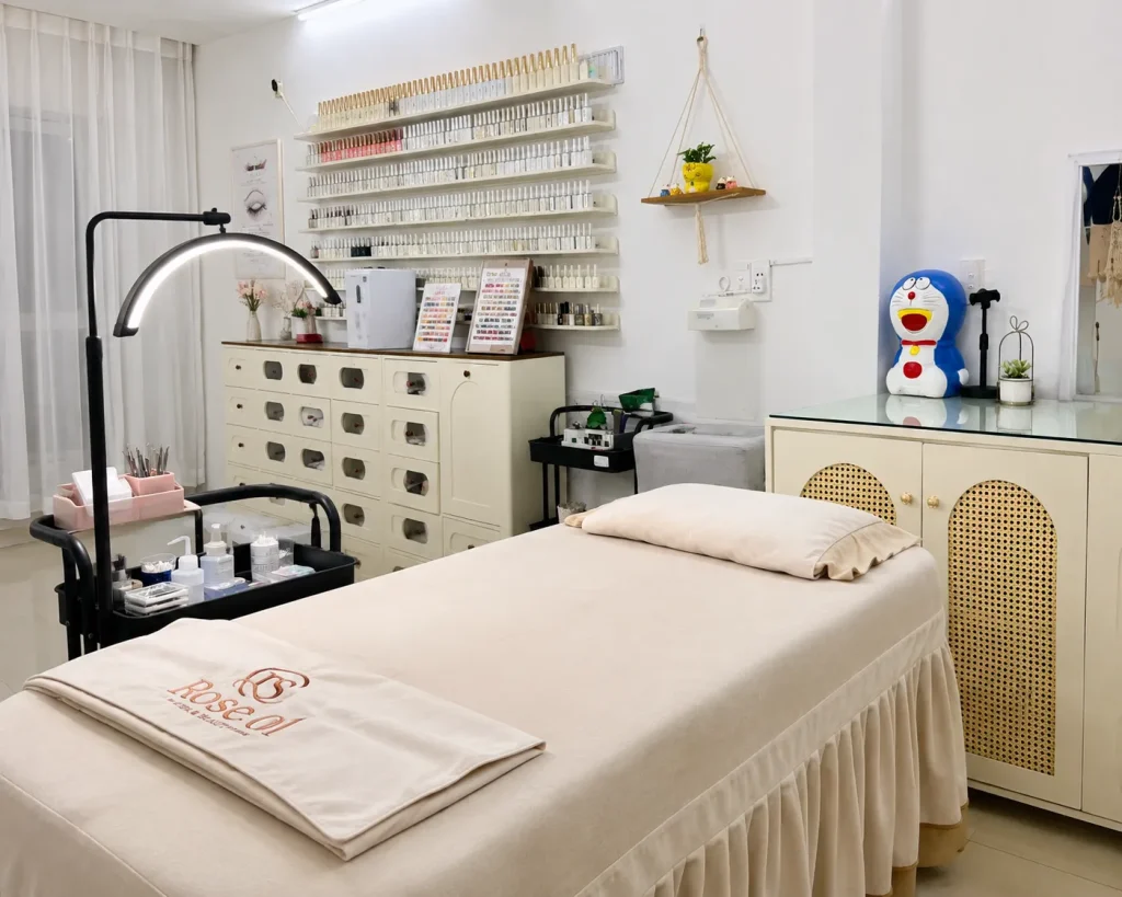 Không gian nối mi sạch sẽ, riêng tư và đạt tiêu chuẩn vệ sinh.